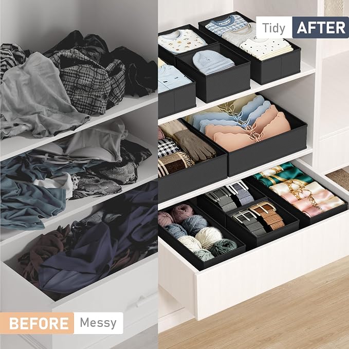 DIMJ Drawer Organizer Clothes - 26 Pack Baby Dresser Organizer for Nursery Closet Organization, Fabric Drawer Organizer Bins for Underwears Socks Bras, Foldable Storage Dividers for Bedroom - Image 5