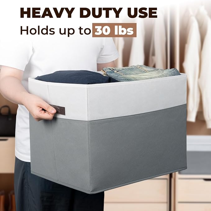 8 Pack Closet Organizers and Storage Bins - Extra Large Storage Baskets for Organizing - Clothes Storage Bins for Shelves -Foldable Organizer Bins Totes for Toy Blanket, Dorm Room Essentials - Image 3