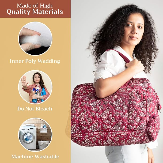 Maison d' Hermine Weekender Bags for Women Cotton Quilted Duffel Overnight Luggage Weekend Bag for Men Gym Gifts Travel | Overnight Luggage Weekend Bag for Men Gym Sports Gifts Duffle bag Business Travellers Trip Spring Summer - Image 2