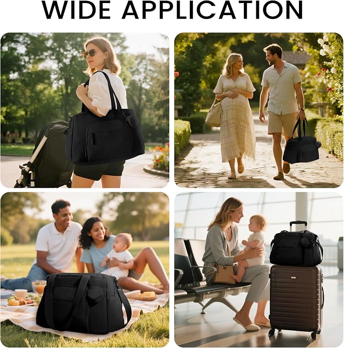 VONAL Diaper Bag Tote, Large 24L Diaper Bags Waterproof Hospital Bag for Labor Delivery, Travel Diaper Tote Baby Bag - Image 2