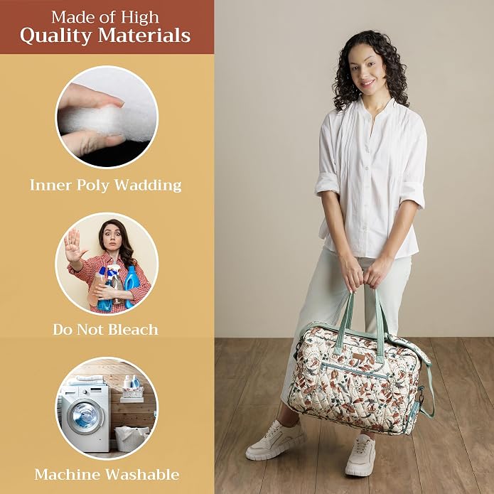 Maison d' Hermine Weekender Bags for Women Cotton Quilted Duffel Overnight Luggage Weekend Bag for Men Gym Gifts Travel | Overnight Luggage Weekend Bag for Men Gym Sports Gifts Duffle bag Business Travellers Trip Spring Summer - Image 3