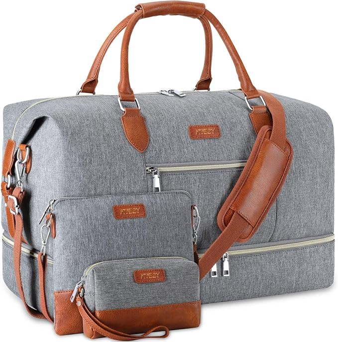 ITIEZY Weekender Bag for Women 21.5" Travel Duffel Large Carry On Bag 3PCS | Nylon Duffel Bag with Waterproof Shoe Compartment, Crossbody Bag and Toiletry Bag, Travel Weekend Hospital Overnight Gym Bag by ITIEZY