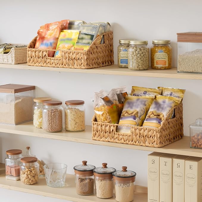 GRANNY SAYS Wicker Storage Basket for Shelves, Large Wicker Basket | Wicker Storage Baskets for Pantry, Open Front Basket for Shelves, Kitchen Storage Baskets, Decorative Basket for Home Decor - Image 3