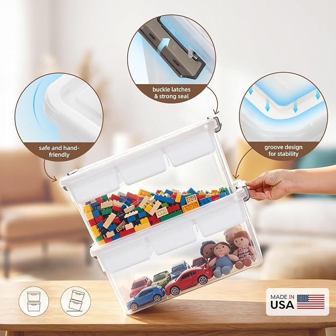 Citylife 17QT Clear Craft Organizers and Storage Box with Removable Tray | Stackable Art Supply Organizer Storage Bins with Lids for Beads, Markers, Sewing, Tools, Playdoh, Coloring Books, Made in USA - Image 5