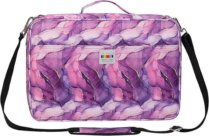 JAKAGO 480 Slots Colored Pencil Case Extra Large Capacity Pen Holder for Artist Painter Zipper Organizer Bag for Marker Highlighter Storage Case for Office Sketch Travel Supplies (Marble Purple) by JAKAGO