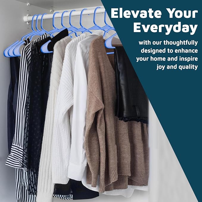 Lifemaster Plastic Clothes Hangers – Heavy Duty Hanger Set, for Organizing Clothes, Dresses, and Coat, Holds Up to 5 lbs, Space-Saving Hangers with Non-Slip Shoulder Grooves, Pack of 80, Blue - Image 3