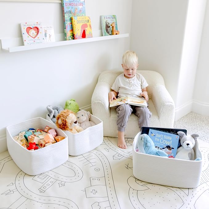 NaturalCozy Storage Baskets 16.8”x13”x7.6” Cotton Rope Woven Baskets for Organizing 3-Pack | Toy Storage Bins | Basket for Shelves, Laundry, Blanket, Clothes, Closet, Kitchen, Bathroom, Gifts - Image 4