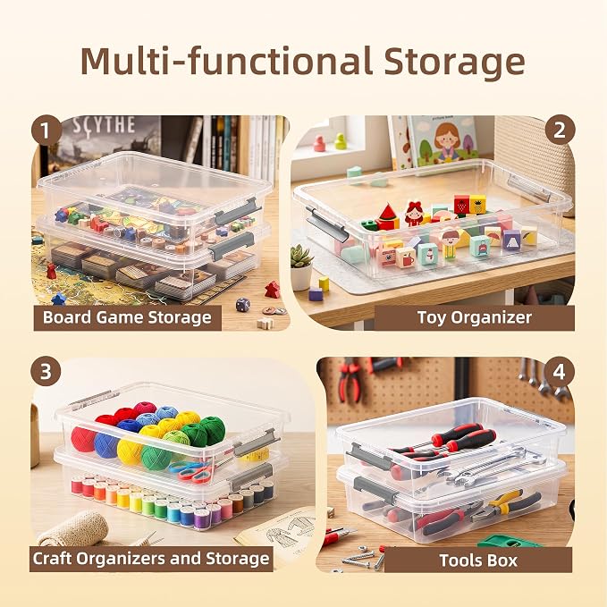 Citylife 6Qt 4Packs Clear Craft Organizers and Storage BOX, Sensory Bins | Stackable Board Game Storage Bins with Lids for Art Supplies, Paper, Puzzle, Tools, Home, Office, School Supplies - Image 7