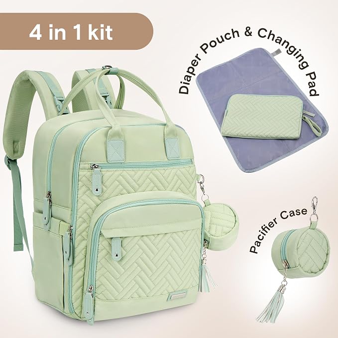 iniuniu Baby Diaper Bag Backpack, 4 in 1 kit Large Capacity Travel Backpack | Waterproof Backpack for Moms Dads,Travel Backpack with Pouch,Washable Changing Pad, Baby Essentials - Image 2