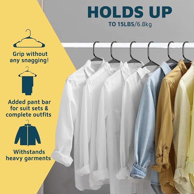 Lifemaster Plastic Clothes Hangers – Heavy Duty Hanger Set, for Organizing Clothes, Dresses, and Coat, Holds Up to 5 lbs, Space-Saving Hangers with Non-Slip Shoulder Grooves, Pack of 10, Black - Image 11