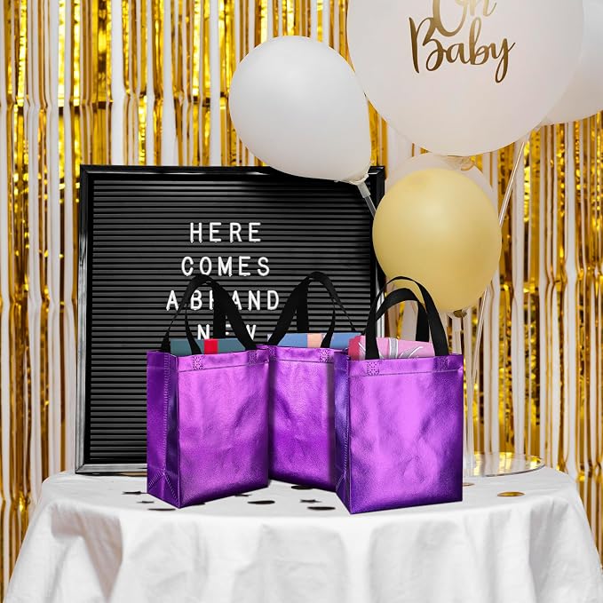 BLEWINDZ 100 Medium Reusable Gift Bags with Handles - Ideal Party Favors & Shopping Bags (10 Colors) - Image 4