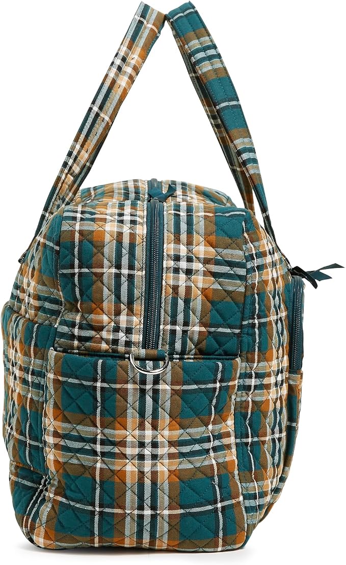 Vera Bradley Women's Cotton Weekender Travel Bag, Orchard Plaid, One Size - Image 10