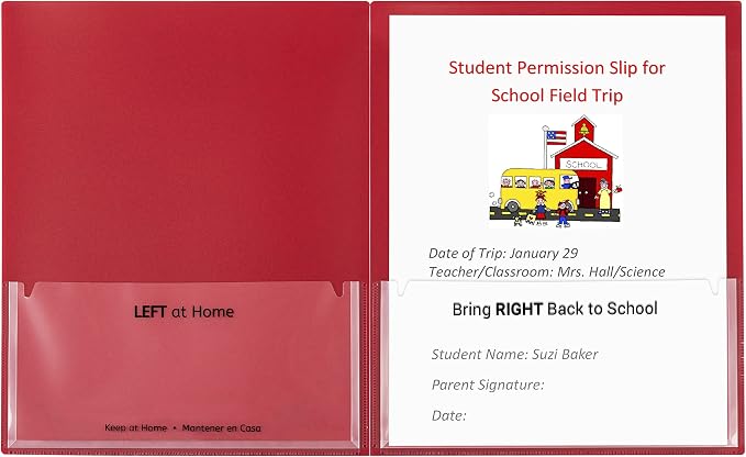C-Line Classroom Connector School-to-Home Folders,Red,25 per Box (32004),(Pack of 6) - Image 3