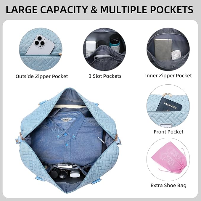 Duffle Bag for Travel, Weekender Bag with Shoe Compartment, Carry On Overnight Bag for Women with Toiletry Bag, Gym Bag with Wet Pocket, Hospital Bags for Labor and Delivery Beige - Image 5