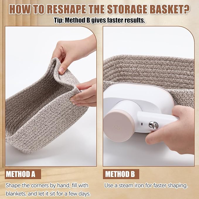 12 Pack Small Storage Basket Cute Natural Cotton Rope Woven Basket Tiny Boho Decorative Toy Storage Bin Gift Baskets for Home Organizing, Closet, Shelf, Nursery, Bathroom(Rectangle,Oatmeal) - Image 3