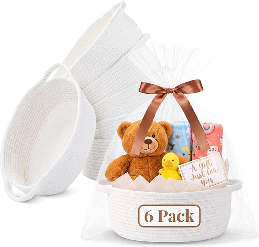 VIRETH HAUS 6pcs Small Woven Baskets with Gift Bags, Ribbons & Wrap Papers | Gift Baskets Empty to Fill for Valentines, Baby Shower, Easter, Christmas Day, Decorative Storage Bins for Toys & Home by Unknown