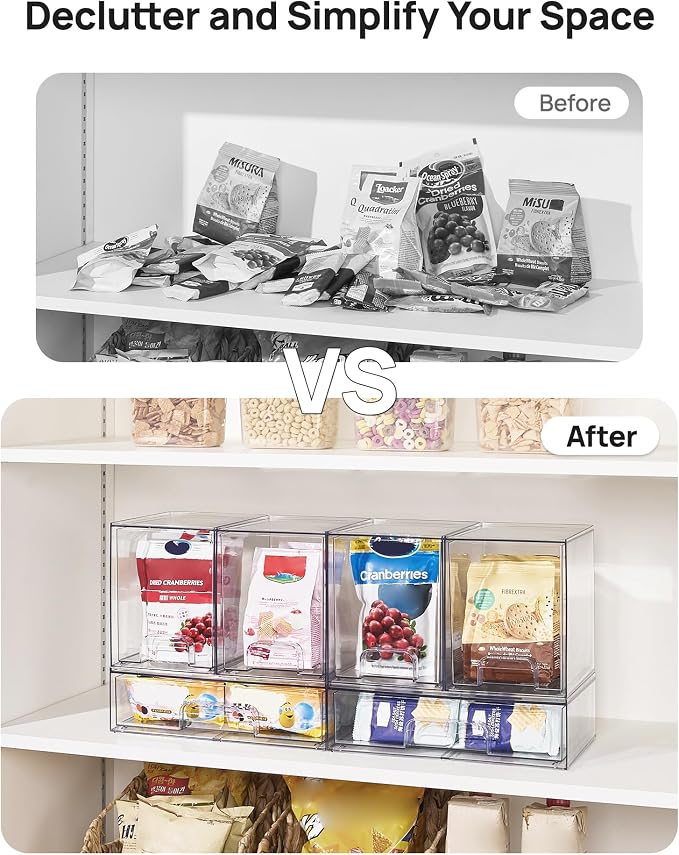Vtopmart Clear Stackable Storage Drawers Set of 3, Plastic Organizer Bins | Multi-purpose Boxes for Baby Bottle Storage, Ideal for Kichen, Vanity, Bathroom, Undersink, Cabinet, Pantry Organization - Image 5