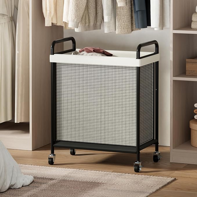WOWLIVE Rolling Laundry Hamper with Wheels, 90L Laundry Basket | Laundry Sorter with Metal Handle and Removable Bag, Large Clothes Hamper for Laundry Room, Bathroom and Dorm, Beige - Image 7