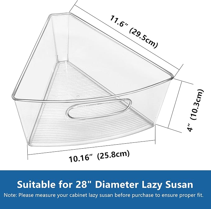 Lazy Susan Organizer Bins for 28"-29" Diameter Corner Cabinet Lazy Susan, 8 Pack, Clear Plastic Cabinet and Pantry Storage Bin, 1/8 Wedge-Food Safe, BPA Free - Image 2