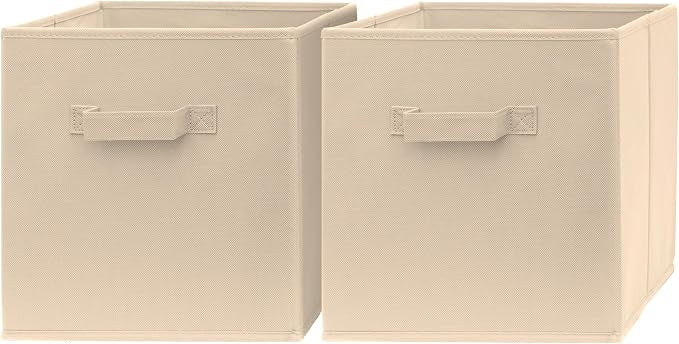 13 Inch Cube Storage Bins - 2 Pack - Large, Dual Handles, Foldable | 13x13 Fabric Bins for Organizing Closet, Clothes and Toys by Pomatree