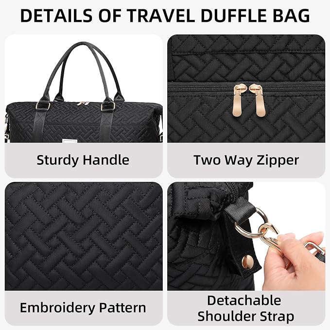 Duffle Bag for Travel, Weekender Bag with Shoe Compartment, Carry On Overnight Bag for Women with Toiletry Bag, Gym Bag with Wet Pocket, Hospital Bags for Labor and Delivery Beige - Image 6