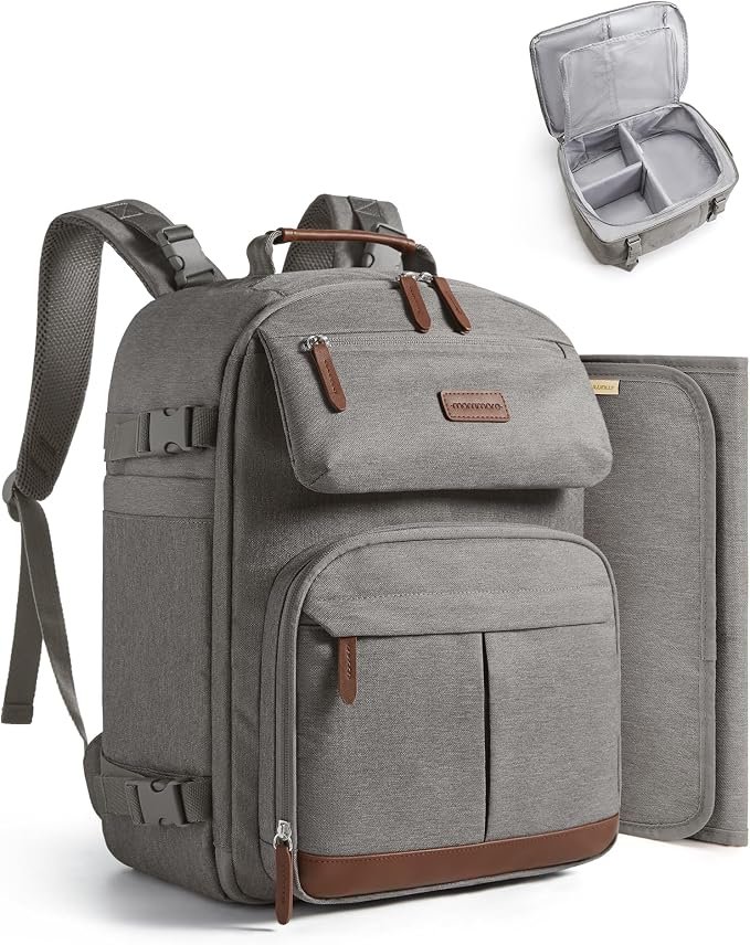 mommore Diaper Bag Backpack Multi-Pocket Travel Baby Bag with Changing Pad | Suitcase-style, Insulated Pockets, Easy-access, Stroller-friendly, for Mom Dad, Travel Essentials, Newborn Baby Shower Gifts by mommore