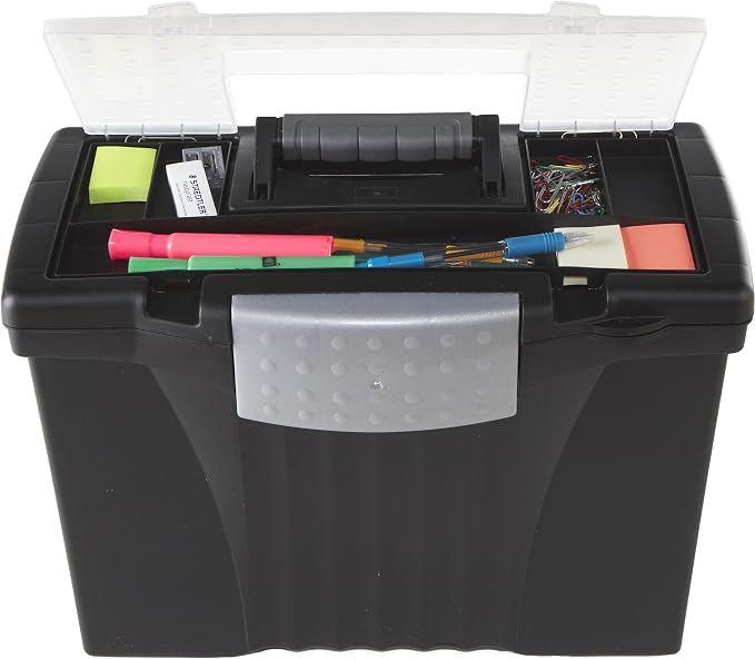 Storex Portable Letter/Legal Filebox with Organizer Lid, Letter/Legal Files, 14.5" X 10.5" X 12", Black - Image 10