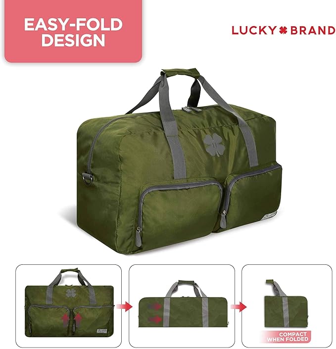 Lucky Brand Large Duffle Bag for Travel, Foldable Weekender Duffel bag | Travel Overnight Duffel bag, Adjustable Shoulder Strap, Front Zip Pockets, Spacious Capacity, Unisex Lightweight Travel Bag - Image 3