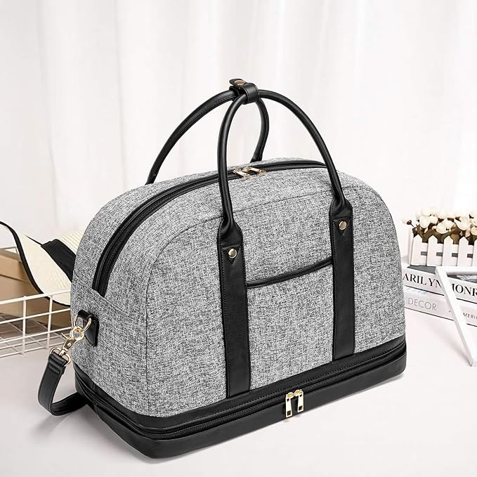 Weekender Bag for Women Canvas Overnight Bag Large Travel Tote Bag Carry on Shoulder Duffle Bag With Shoe Compartment,Perfect for Travel/Daily Use/Birthday Gift … - Image 8