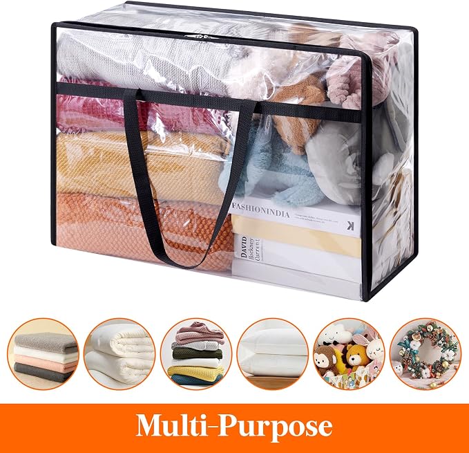 Lifewit 20 Pack Clear Clothes Storage Bags, 60L Plastic Blanket Storage Bag, Vinyl Foldable Moving Bags with Zipper, Closet Organizers and Storage Containers for Bedding, Duvet, Comforter - Image 4