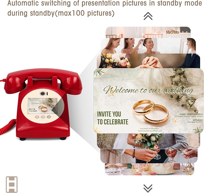 Video Audio Guest Book,1080P HD Video Phone Guestbook, Record Preserve Your Special Occasions, Ideal for Wedding Bridal Shower, Birthday, Graduations, Baby Shower(Red) - Image 4