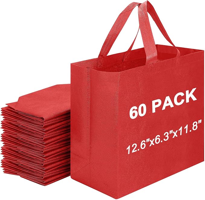 Reusable Grocery Bags 12.6 * 6.3 * 11.8 in - Non Woven Totes Bag with Reinforced Handles, Shopping Bags Bulk by Unknown