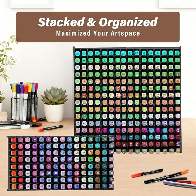 Marker Organizer,240 Slots Marker Storage with Divider,Black | Marker Holder,Adjustable Marker Rack for Pens,Colored Pencils,Art Brushes,Home Office Art Room and Classroom Desk Organizer - Image 7
