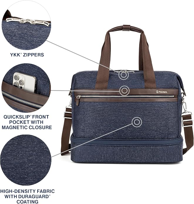 Travelpro Platinum Elite Carry on Soft Travel Drop-Bottom Weekender Bag, Overnight, Men and Women - Image 2