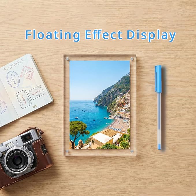 Meetu Acrylic Picture Frame 4x6 Tabletop Photo Frame Magnetic Double Sided Frame Free Standing Desktop for Display Document, Certificate, Photograph, Artwork in Office Room - Image 4