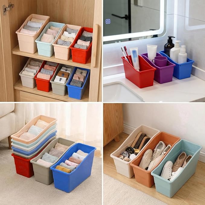 12 Pack Plastic Book Bins Magazine Holders, Rainbow | Durable Plastic Binder Organizers & Vertical Desktop Storage Containers for Office Supplies, School & Home Organization - Image 6