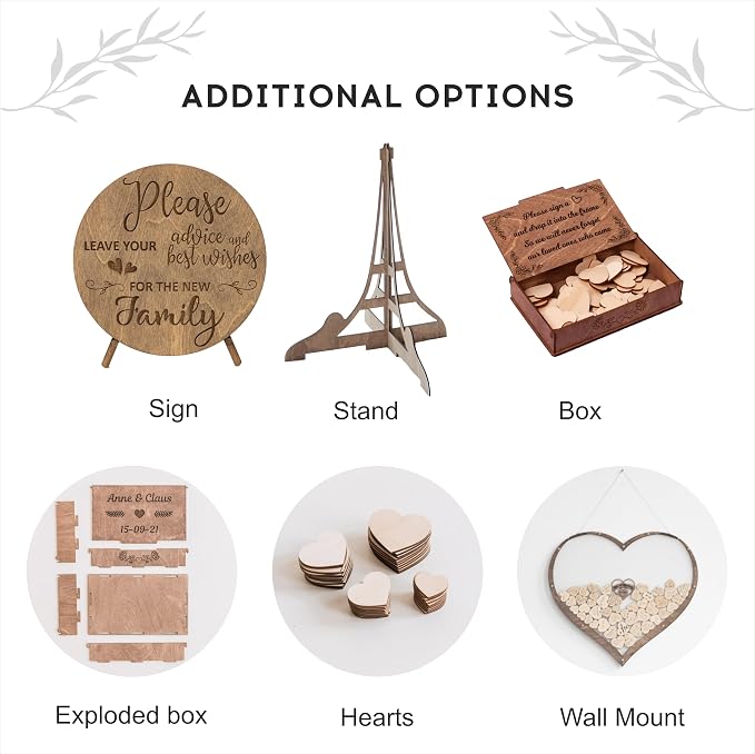Wedding Guest Book Alternative | Personalized Wedding Guest | Graduation Guest Book | Heart Frame Wedding Guest Book | Wedding Decorations for Reception Inside and Outside | Heart Box (Heart) - Image 5