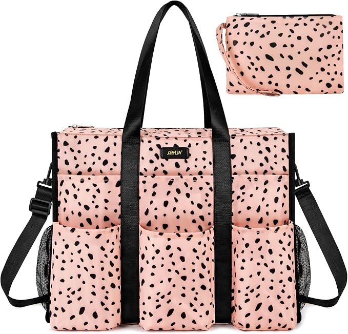 IBFUN Utility Tote Bag with 24 Pockets, Large Teacher Travel Tote for Women | Large Work Tote Bag 2pcs with Zipper for Travel Daily School Teacher Nurse, Large Lightweight Laptop Shoulder Bag Handbag by IBFUN