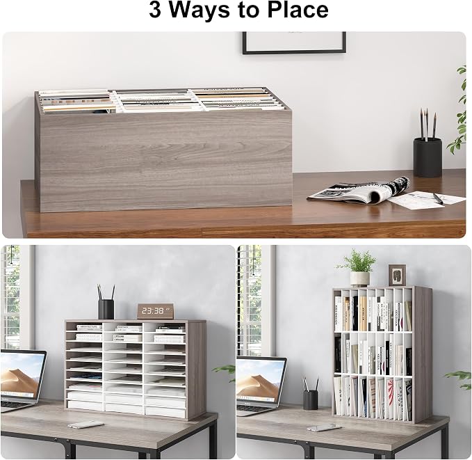 Alpeir Classroom Mailbox 27 Slots with Removable Shelves, Retro Grey/White | Hold 13500 Sheets Paper, Heavy Duty, Easily Assemble, Teacher Student Organization, For Classroom, Office Home Countertop - Image 5