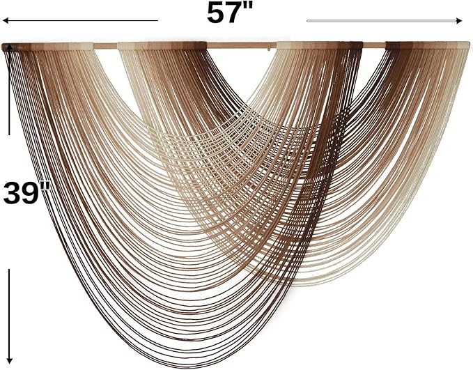 Macrame Wall Hanging Dip Dyed Large Boho Brown Fiber Wall Art 57"W*39"L | Hand Dyed Fiber Art, Textured Wall Hanging, for Living Room Bedroom Decor, Entryway Wall Art, Easy To Hang, Unique Gift - Image 5