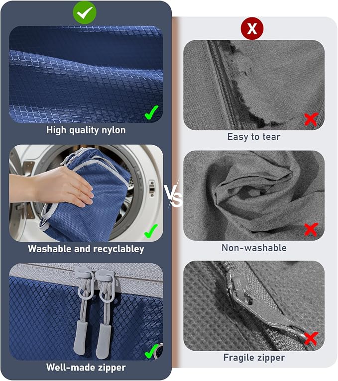 DIMJ Comforter Storage Bag 6 Pack - Blanket Storage Organizer Compression Bags, Large Capacity Ultra Space Saving Self Compression Organize for Bedding, Pillow, Duvet, Sheet Storage with Zipper Window - Image 6