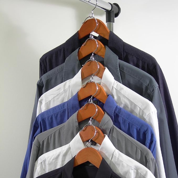 Proman Products Kascade Space Saving Wooden Hangers Clothes Hangers 50 Pack | Kascade-style cascading design saves closet space and lets you customize your wardrobe organization in a natural wood finish. - Image 6