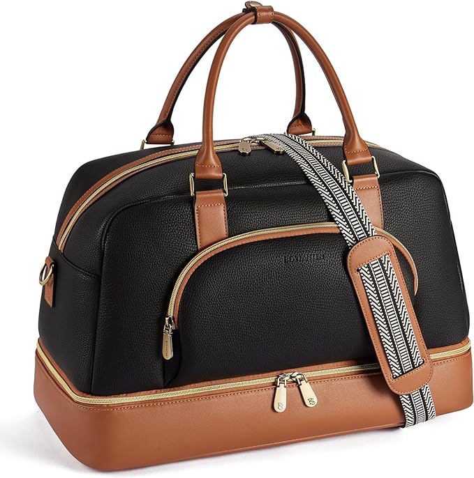 BOSTANTEN Weekender Bags for Women Travel Leather Overnight Bags | Shoe Compartment, Trolley Sleeve, Fits Under-seat, Airline-Friendly Carry-on Size, Designer, Weekend Getaways, Business Trip by BOSTANTEN