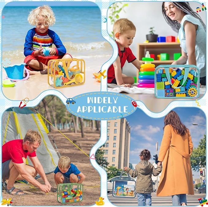 12 Pack Large Toy Storage Bags with Labels, Reusable Clear PVC Toy Organizer with Zipper, Large Colord Waterproof Reusable Bags for Building Blocks, Puzzle, Stationery, Kids Books - Image 6