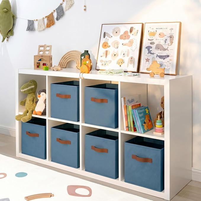 GRANNY SAYS 11 Inch Storage Cube Organizers, Light Blue, 6-Pack | Collapsible, Cube Storage Bins with Thickened Base Plate, Sturdy Handles, Decorative Baskets for Shelves, Closet - Image 5