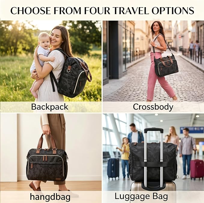 Diaper Bag Backpack Mommy Bag Large Capacity Diaper Backpack Travel Essential Baby Diaper Bag for Mom and Dad, Black (Camo Black) - Image 2