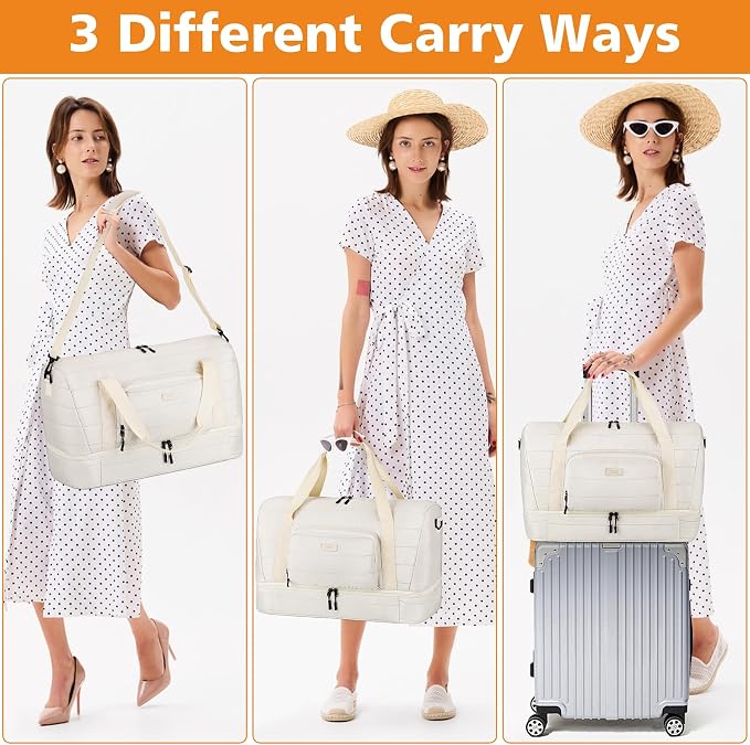 TIBES Travel Weekender Bag for Women, Overnight Bag with Shoe Compartment | 3PCS Large Travel Duffel Bag for Gym, Travel, Hospital, Business Trip, Carry On Tote, Wet & Dry Separation, Water Resistant - Image 6