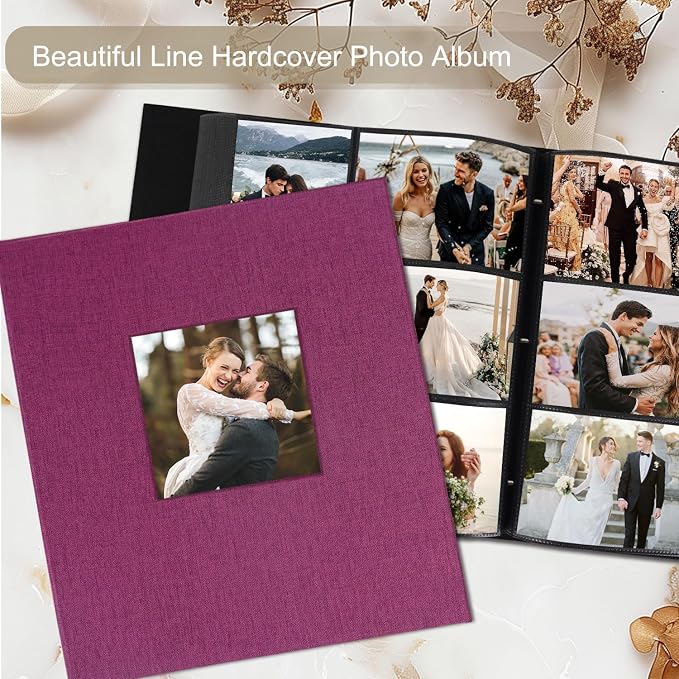 Photo Album 6x4 600 Pockets Slip in Large Capacity Album for Family Wedding Anniversary Linen Album Book Holds 600 Horizontal and Vertical 10x15cm Photos(600 Pockets, Purple) - Image 3