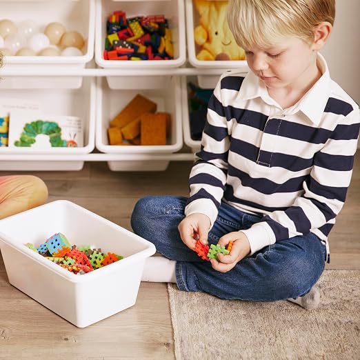 ECR4Kids 4-Tier Organizer with 16 Removable Plastic Bins, 4x4, Toy Storage, Grey/White | Durable plastic bins, MDF panels, steel frame, GREENGUARD Gold Certified, 60 lb capacity, anti-tip kit, playroom/classroom - Image 2
