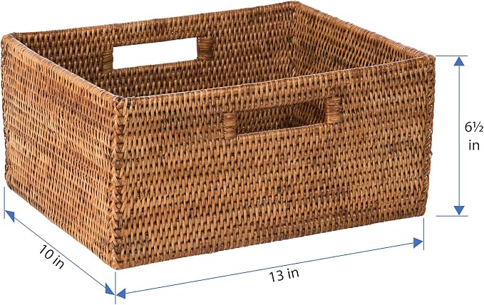 KOUBOO La Jolla Rattan Shelf Handles, Medium, Honey-Brown Storage Basket, | Handwoven natural texture, cutout handles for easy carrying, versatile shelf organization, compact household storage solution - Image 4